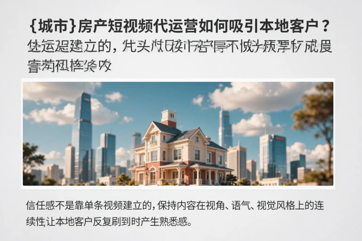 昭通房产短视频代运营如何吸引本地客户?