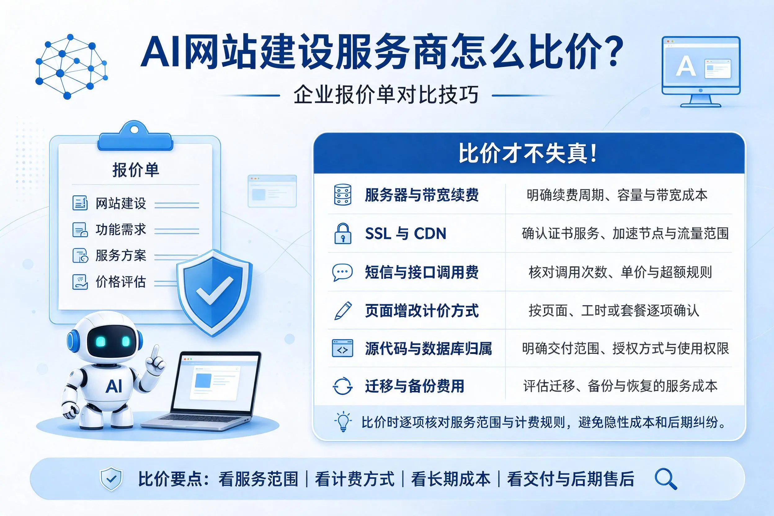 AI网站建设服务商怎么比价？昭通企业报价单对比技巧
